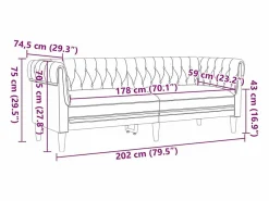 vidaxl Sofás Chesterfield|Sofá Chesterfield de 3 plazas tela marrón