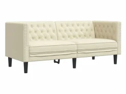 Clicnbuy Sofás Chesterfield|Sofás De Piel Sintética|Sofá Chesterfield de 2 plazas cuero artificial blanco
