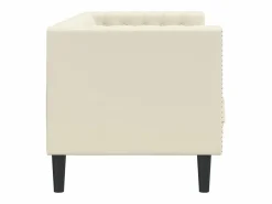 Clicnbuy Sofá Chesterfield de 3 plazas cuero artificial blanco Crema Clearance