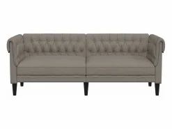 Sofá Chesterfield de 3 plazas tela gris taupe^vidaxl