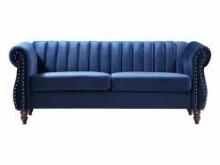 Vente-unique Sofá chesterfield de 3 plazas de terciopelo Azul real TRUMBO Azul elu00e9ctrico Outlet