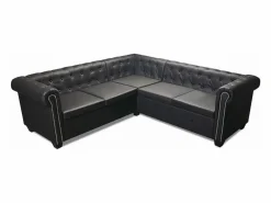Sofá Chesterfield de esquina 5 plazas de cuero artificial^Clicnbuy Discount