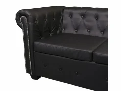 Sofá Chesterfield de esquina 5 plazas de cuero artificial^Clicnbuy Discount