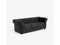 Modus Sofa Sofá Chesterfield de terciopelo de 3 plazas estilo clásico vintage Norwich - Negro Clearance