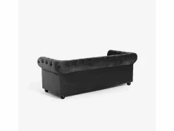 Modus Sofa Sofá Chesterfield de terciopelo de 3 plazas estilo clásico vintage Norwich - Negro Clearance