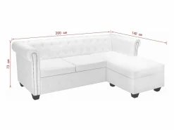 Clicnbuy Sofá Chesterfield en forma L cuero artificial Blanco Best