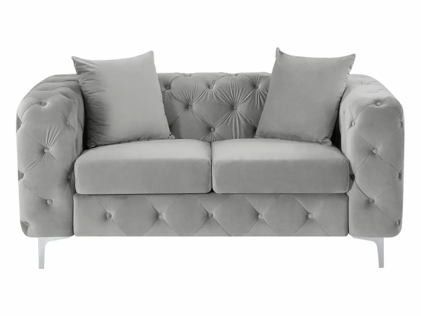 Vente-unique Sofás Chesterfield|Sofá - 2 Plazas|Sofá chéster de 2 plazas en terciopelo y patas de metal EDWINA