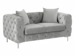 Vente-unique Sofás Chesterfield|Sofá - 2 Plazas|Sofá chéster de 2 plazas en terciopelo y patas de metal EDWINA