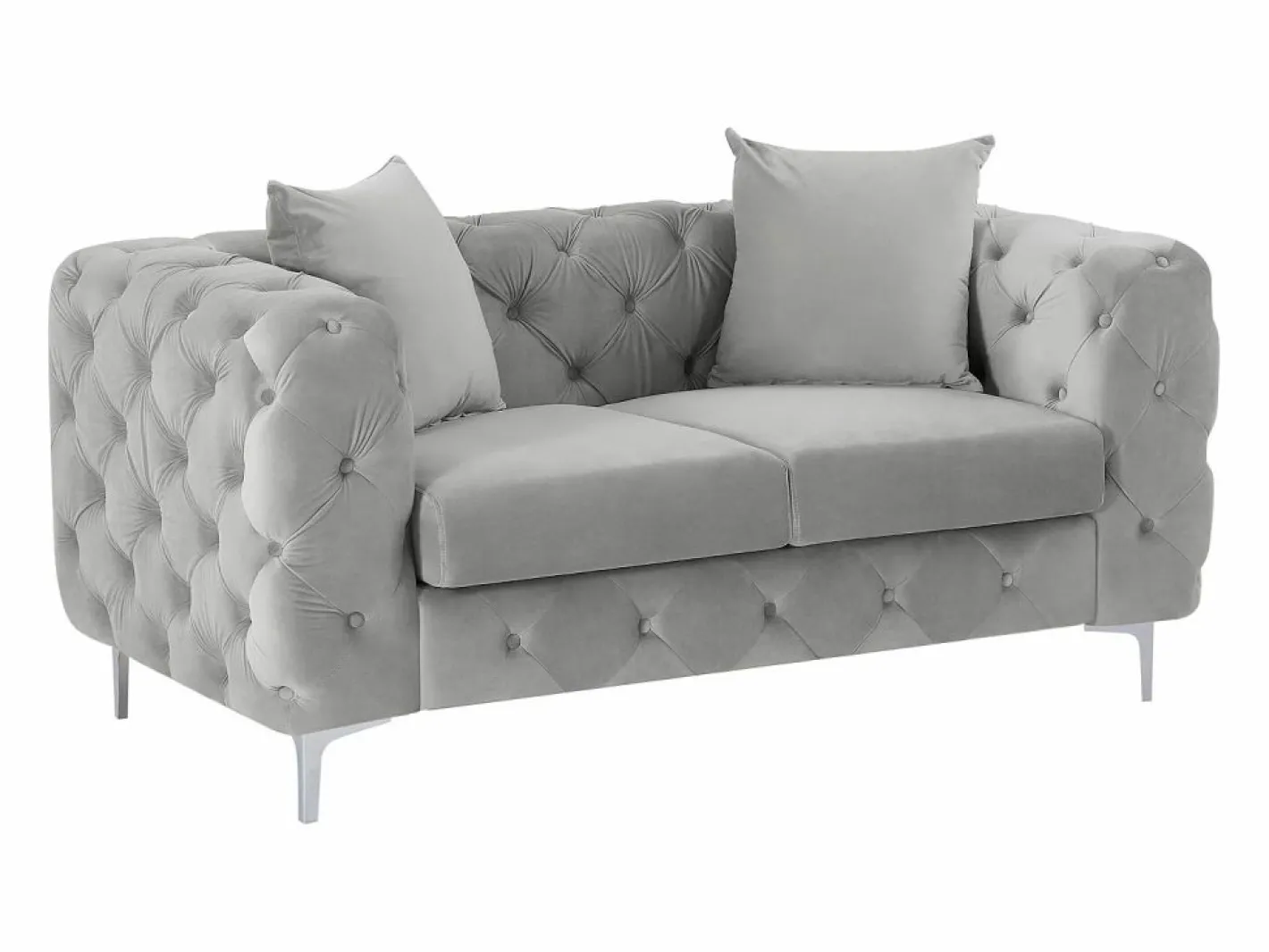 Vente-unique Sofás Chesterfield|Sofá - 2 Plazas|Sofá chéster de 2 plazas en terciopelo y patas de metal EDWINA