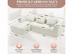 DripeX Sofá cónvertible de esquina en tejido Chenille - 3 plazas - con 3 cojines - - 250x158x60cm Beige Online
