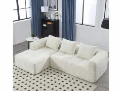 DripeX Sofá cónvertible de esquina en tejido Chenille - 3 plazas - con 3 cojines - - 250x158x60cm Beige Online