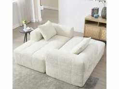 DripeX Sofá cónvertible de esquina en tejido Chenille - 3 plazas - con 3 cojines - - 250x158x60cm Beige Online