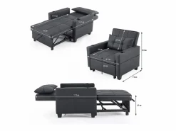 Sillón Cama|Sofá compacto extensible compacto móvil pies de plástico ideal para espacios pequeños madera y metal