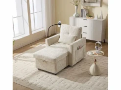 Hauss Spole Sofá con 2 bolsillos laterales y espacio de almacenamiento - Tela de chenilla - Beige Sale