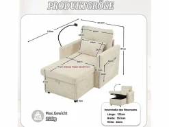 Hauss Spole Sofá con 2 bolsillos laterales y espacio de almacenamiento - Tela de chenilla - Beige Sale