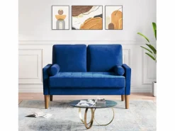 DripeX Sofá Escandinavo|Sofá De Terciopelo|Sofá con 2 escandinavos 2 asientos, mini sofá de sillón en terciopelo de loveseat, sillón de sala de estar con reposabrazos, 121x77x87cm -