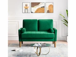DripeX Sofá con 2 escandinavos 2 asientos, mini sofá de brazo enrollado en terciopelo de loveseat, sillón de sala de estar con reposabrazos, 121x77x87cm - Verde Outlet
