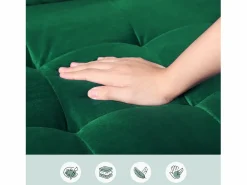 DripeX Sofá con 2 escandinavos 2 asientos, mini sofá de brazo enrollado en terciopelo de loveseat, sillón de sala de estar con reposabrazos, 121x77x87cm - Verde Outlet