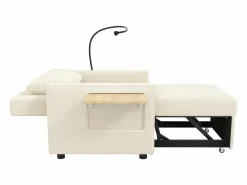OKWISH Sofá convertible con puerto USB y soporte para teléfono, respaldo ajustable - Pana Beige Clearance