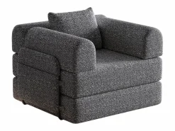 Sofá convertible con reposabrazos acolchados y bolsillos laterales, estructura de metal - Chenilla^OKWISH Sale