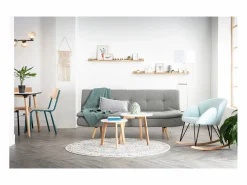 Miliboo Sofá Escandinavo|Sofá convertible diseño escandinavo 3 plazas azul lago SENSO
