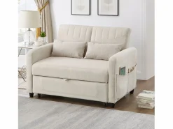 ModernLuxe Sofá - 2 Plazas|Sofá Cama|Sofá convertible doble 114 x 77 x 82.5 cm - respaldo ajustable en tres niveles - tejido de algodón y lino -