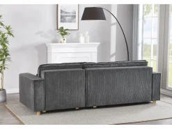 Concept-Usine Sofá convertible esquinero 4 plazas de pana COSY Gris Outlet