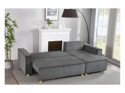 Concept-Usine Sofá convertible esquinero 4 plazas de pana COSY Gris Outlet