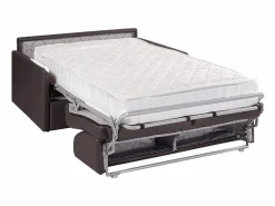 Vente-unique Sofá convertible exprés de polipiel asiento viscoelástico 120 cm colchón 22 cm CALIFE Negro New