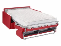 Sofá convertible exprés polipiel roja asiento viscoelástico 120 cm colchón 22 cm CALIFE^Vente-unique