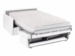 Vente-unique Sofás De Piel Sintética|Sofá convertible exprés polipiel asiento viscoelástico 140 cm colchón 22 cm CALIFE