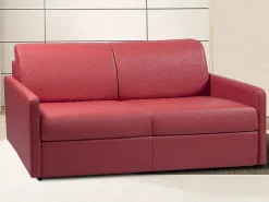 Vente-unique Sofá convertible exprés polipiel asiento viscoelástico 160 cm colchón 18 cm CALIFE Rojo Best