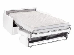 Vente-unique Sofás De Piel Sintética|Sofá convertible exprés polipiel asiento viscoelástico 140 cm colchón 18 cm CALIFE