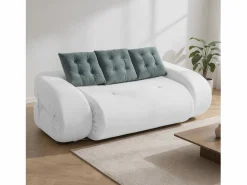 Sofá convertible Okoa 2 plazas - blanco y salvia Blanco roto Clearance