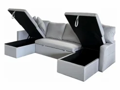 Concept-Usine Sofá convertible panorámico 4 plazas en tejido con box MAHÉ - Gris claro Discount