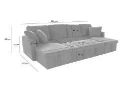 Concept-Usine Sofá convertible panorámico 4 plazas en tejido con box MAHÉ - Gris claro Discount