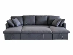 Sofá convertible panorámico 4 plazas con box en tejido MAHÉ - oscuro^Concept-Usine New