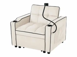Sofá de 1 plaza - Sillón con portavasos y soporte para teléfono - terciopelo^ Discount