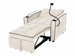 Sofá de 1 plaza - Sillón con portavasos y soporte para teléfono - terciopelo^ Discount
