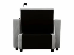 Sillón Cama|Sofá de 1 plaza - Sillón con portavasos y soporte para teléfono - terciopelo gris y blanco
