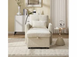 Sofá de 1 plaza con 2 bolsillos laterales - Sofá de salón con soporte para teléfono y espacio de almacenamiento oculto - chenilla^ New