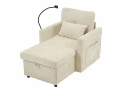 Sofá de 1 plaza con 2 bolsillos laterales - Sofá de salón con soporte para teléfono y espacio de almacenamiento oculto - chenilla^ New