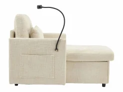 Sofá de 1 plaza con 2 bolsillos laterales - Sofá de salón con soporte para teléfono y espacio de almacenamiento oculto - chenilla^ New