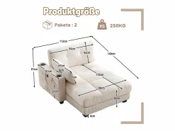 Sofá de 1 plaza con reposabrazos - Sofá relax con 2 portavasos y bolsillos laterales - pana^ Discount