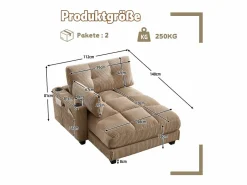 Sofá de 1 plaza con reposabrazos - Sofá relax con 2 portavasos y bolsillos laterales - pana^ Clearance