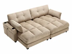 Sofá de 1 plaza con reposabrazos - Sofá relax con 2 portavasos y bolsillos laterales - pana^ Clearance