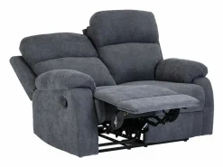 Vente-unique Sofá de 3 plazas, 2 plazas + sillón tela gris TOLZANO Gris antracita Outlet