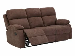 Vente-unique Conjunto Sofá Y Sillón|Sofá de 3 plazas, 2 plazas + sillón tela marrón TOLZANO