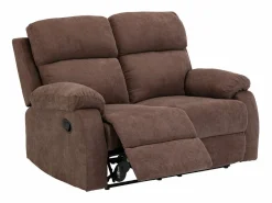 Vente-unique Conjunto Sofá Y Sillón|Sofá de 3 plazas, 2 plazas + sillón tela marrón TOLZANO