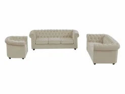 Sofá de 3 plazas, 2 plazas y sillón de terciopelo estilo CHESTERFIELD^Vente-unique Best